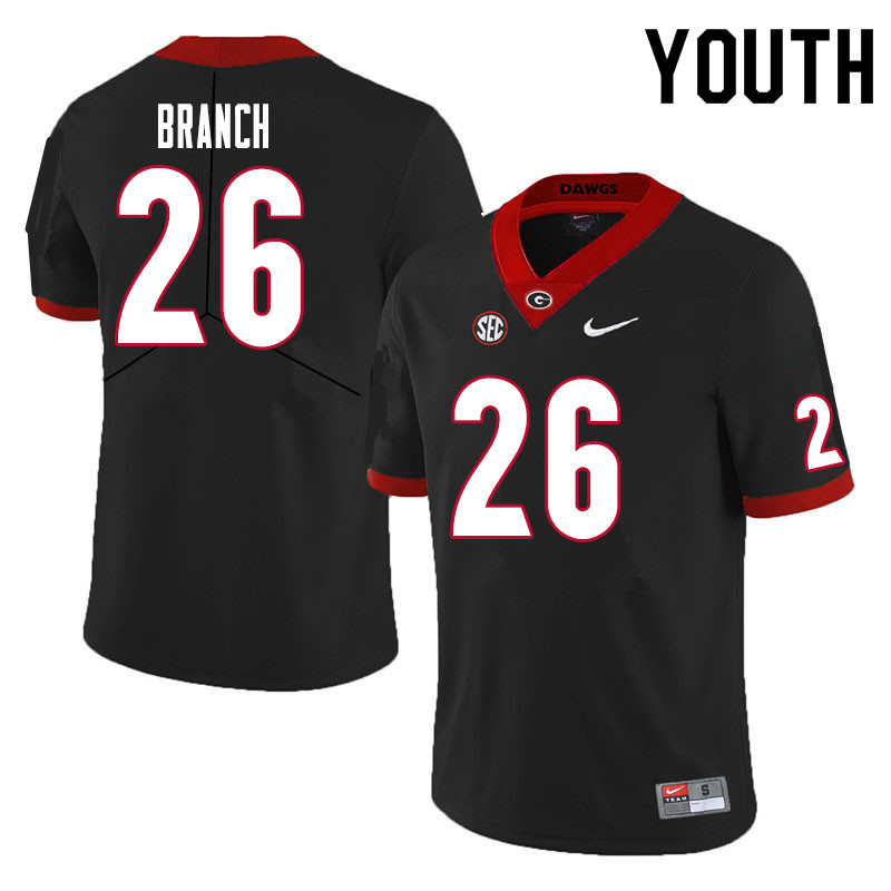 Youth #26 Daran Branch Georgia Bulldogs College Football Jerseys Sale-Black